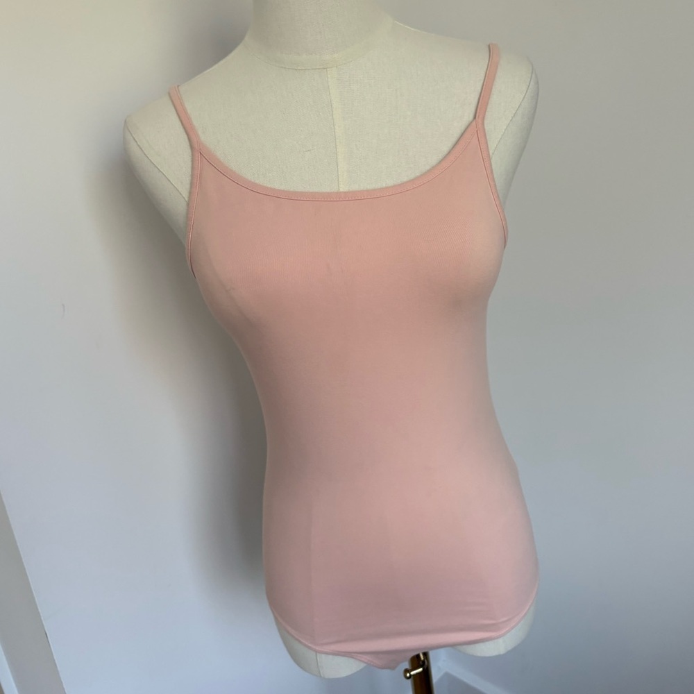 Forever 21 Pink Fitted Spaghetti Strap Bodysuit